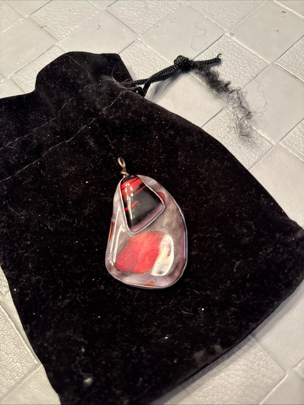 Red and Black Glass Pendant Necklace - Contemporary Women’s Jewelry